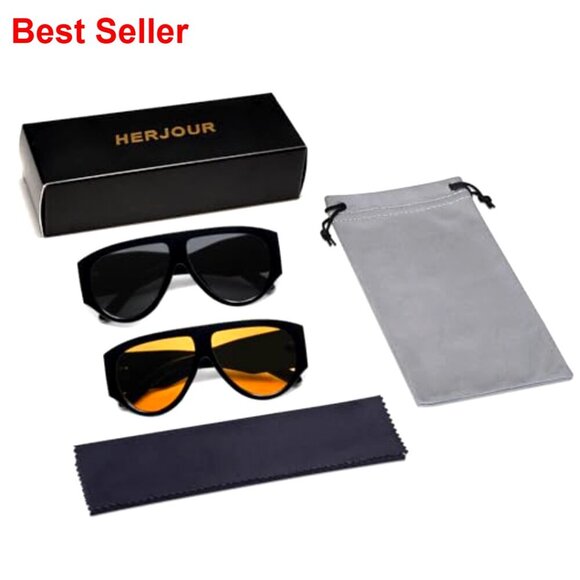 Oversized Retro Aviator Sunglasses 70s Vintage UV Protection main image 5